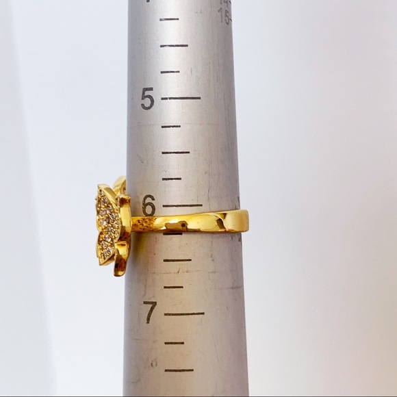 Gold Tone Rhinestone Open Butterfly Ring - Picture 6 of 6